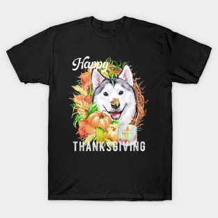 Siberian Husky Dog Owner Thanksgiving Celebration Harvest Theme T-Shirt